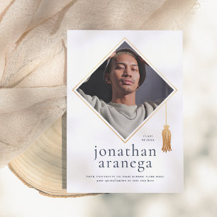 Grad Cap   Gold Blue & White Foto Ankündigung