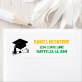 Grad Cap Green und Gold Abschluss Adresse (Insitu)