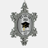 Grad Cap-Klasse des Silver Name-Abschlusses 2025 Schneeflocken Zinn-Ornament (Links)