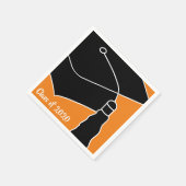 Grad Cap Klasse Jahr Orange und Schwarz Serviette (Ecke)