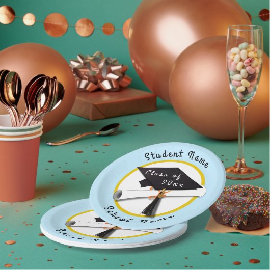 Grad Cap mit Diplom Pappteller (Multi)