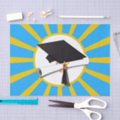 Grad Cap mit Lt Blue und Gold Abschluss Seidenpapier (Handwerk)