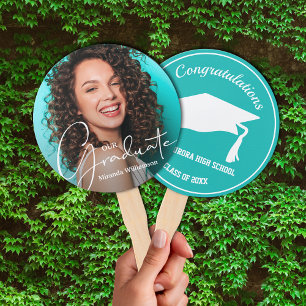 Grad Cap Modern Graduate Foto Türkis Fächer