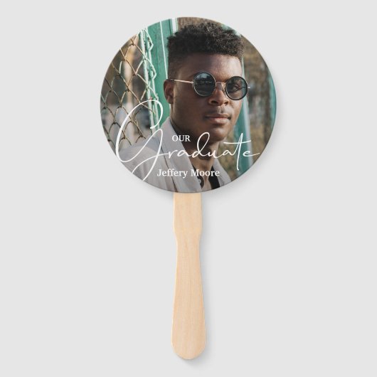 Grad Cap Modern Graduate Foto von Dark Green Fächer (Vorderseite)