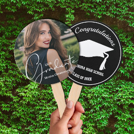 Grad Cap Modernes Graduate Foto Black Fächer