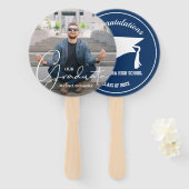 Grad Cap Modernes Graduate Foto Blue Fächer (Vorne und Hinten)