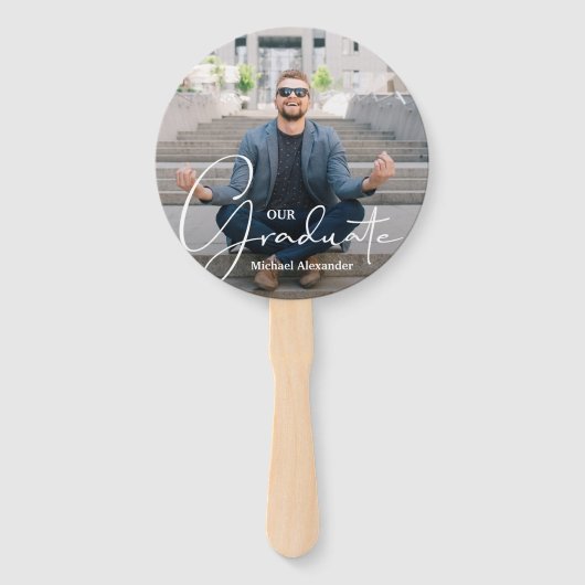 Grad Cap Modernes Graduate Foto Blue Fächer (Vorderseite)