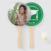 Grad Cap Modernes Graduate Foto Green Fächer (Vorne und Hinten)