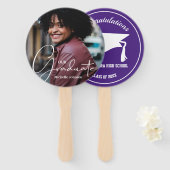 Grad Cap Modernes Graduate Foto Lila Handfächer (Vorne und Hinten)