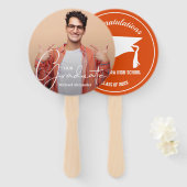 Grad Cap Modernes Graduate Foto Orange Fächer (Vorne und Hinten)