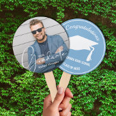 Grad Cap Modernes Graduate Foto Pulver Blau Fächer