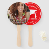 Grad Cap Modernes Graduate Foto Red Hand Fan Fächer (Vorne und Hinten)