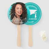 Grad Cap Modernes Graduate Foto Türkis Fächer (Vorne und Hinten)