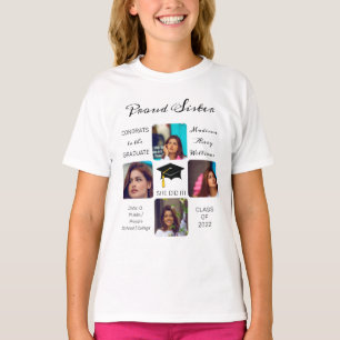 Grad Cap Multiple Foto Grad Keepake Proud Sister T-Shirt