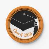 Grad Cap Orange und Black Class Year Pappteller (Vorderseite)