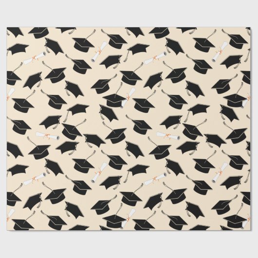 Grad Cap Pattern Abschluss Geschenkpapier (Flach)