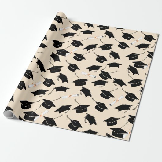 Grad Cap Pattern Abschluss Geschenkpapier (Ungerollt)