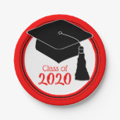Grad Cap Red und Black Class Year Pappteller (Vorderseite)