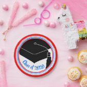 Grad Cap Red White and Blue Class Year Pappteller (Party)