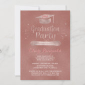 Grad-Cap-Rose-Gold-Graduation-Party 2018 Einladung (Vorderseite)