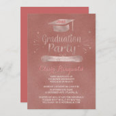 Grad-Cap-Rose-Gold-Graduation-Party 2018 Einladung (Vorne/Hinten)