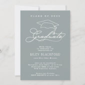 Grad Cap Silver Grau Abschluss Ankündigung (Vorderseite)