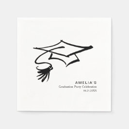 Grad Cap Simple Modern Graduation Party Serviette
