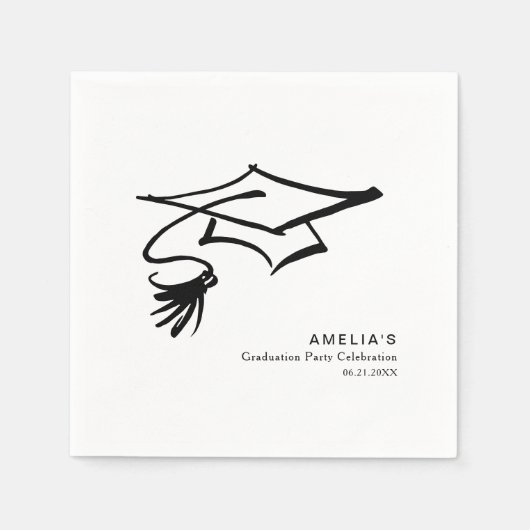 Grad Cap Simple Modern Graduation Party Serviette (Vorderseite)