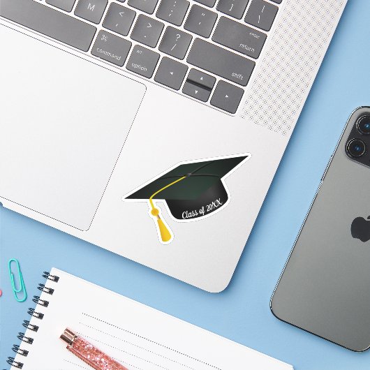 Grad Cap Tassel Abschluss Aufkleber (Laptop mit iPhone)