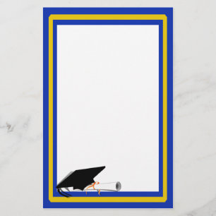 Grad Cap Tilt mit Schulfarben Blau und Gold Briefpapier