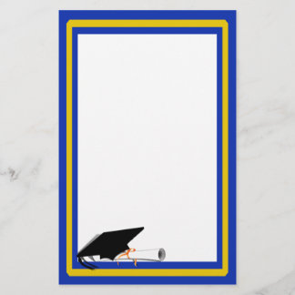 Grad Cap Tilt mit Schulfarben Blau und Gold Briefpapier