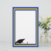 Grad Cap Tilt mit Schulfarben Blau und Gold Briefpapier (Stehend Vorderseite)