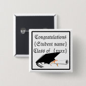 Grad Cap Tilt mit Schulfarben Button (Vorne & Hinten)