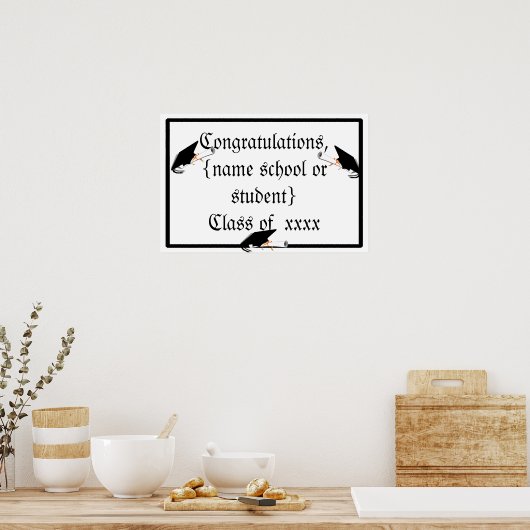 Grad Cap Tilt mit Schulfarben Poster (Küche)