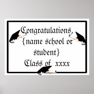Grad Cap Tilt mit Schulfarben Poster