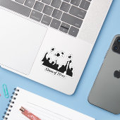 Grad Cap Toss Abschluss Aufkleber (Laptop mit iPhone)