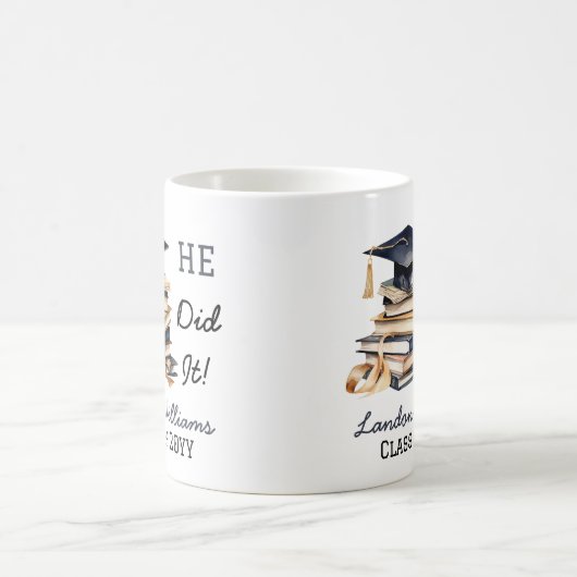 Grad Cap und Books Abschluss, er tat es Kaffeetasse (Mittel)