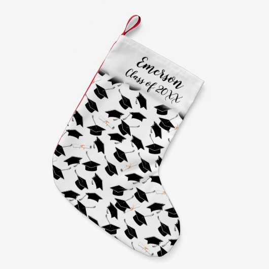 Grad-Cap und Diploma-Abschluss Kleiner Weihnachtsstrumpf (Vorderansicht (hängend))
