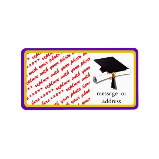 Grad-Cap und Diploma-Foto Adressaufkleber (Vorne)
