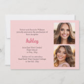 Grad Cap und Pink Florals 3 Foto Sie tat es Ankündigung (Rückseite)