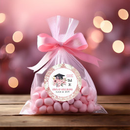 Grad Cap und Pink Florals sie es getan Runder Aufkleber