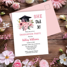 Grad Cap und rosa Blüte Sie tat es Grand Party