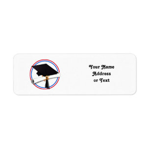 Grad Cap w/Diploma - Rote und blaue Schulfarben