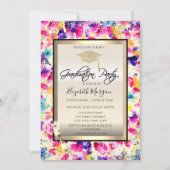 Grad Cap, Weinglas, Confetti-Blume Abschluss Einladung (Vorderseite)