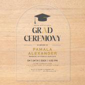 Grad Ceremony Gold and Gray Retro Typography Acryleinladungen (Vorderseite)