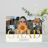Grad Chic Multi Foto Abschluss Folieneinladung (Stehend vorne)