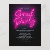 Grad Class 2025 Pink Neon Script Graduation Party Einladungspostkarte (Vorderseite)