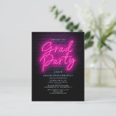 Grad Class 2025 Pink Neon Script Graduation Party Einladungspostkarte (Stehend Vorderseite)