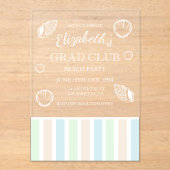 Grad Club Beach Party Acryleinladungen (Vorderseite)