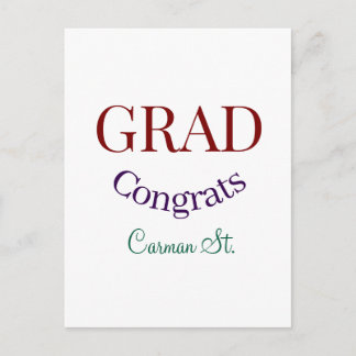 grad congrats mauve purple bold year 20XX graduate Postkarte
